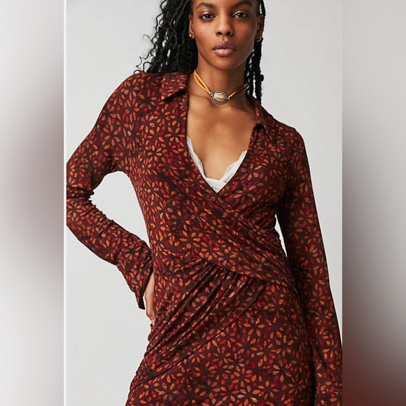 Free People Shayla Wrap MIDI Dress size XL - Picture 4 of 4